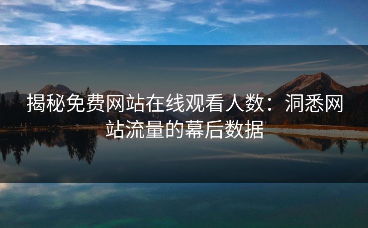 揭秘免费网站在线观看人数：洞悉网站流量的幕后数据