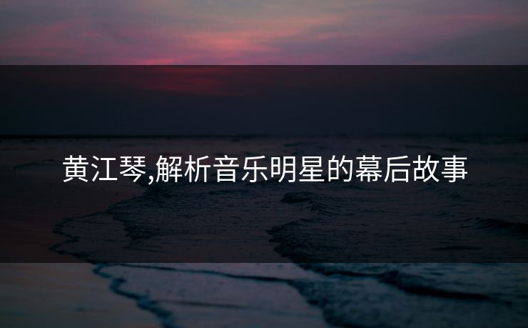 黄江琴,解析音乐明星的幕后故事