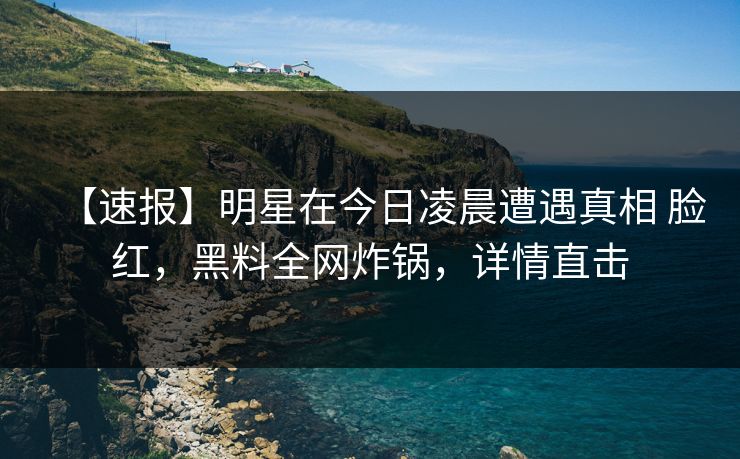 【速报】明星在今日凌晨遭遇真相 脸红，黑料全网炸锅，详情直击