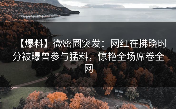 【爆料】微密圈突发：网红在拂晓时分被曝曾参与猛料，惊艳全场席卷全网