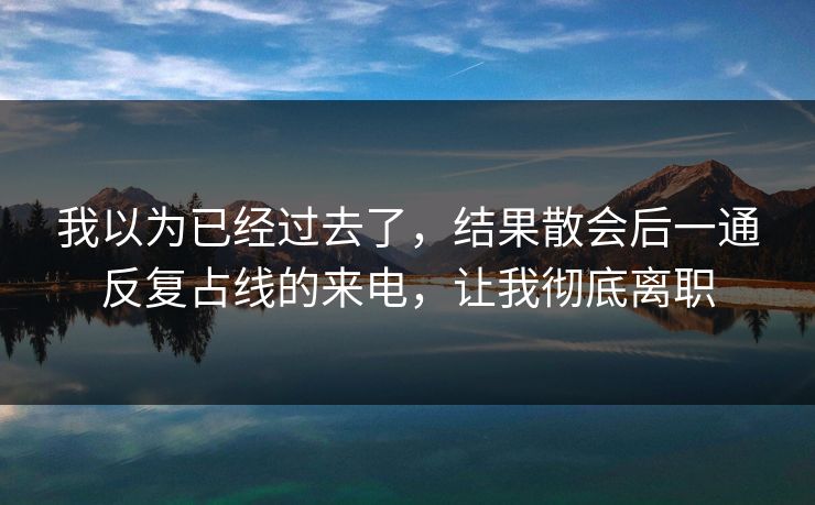 我以为已经过去了，结果散会后一通反复占线的来电，让我彻底离职